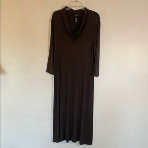 Jones of New York Signature Chocolate Brown Cowl Neck Pullover Maxi Dress SzXL